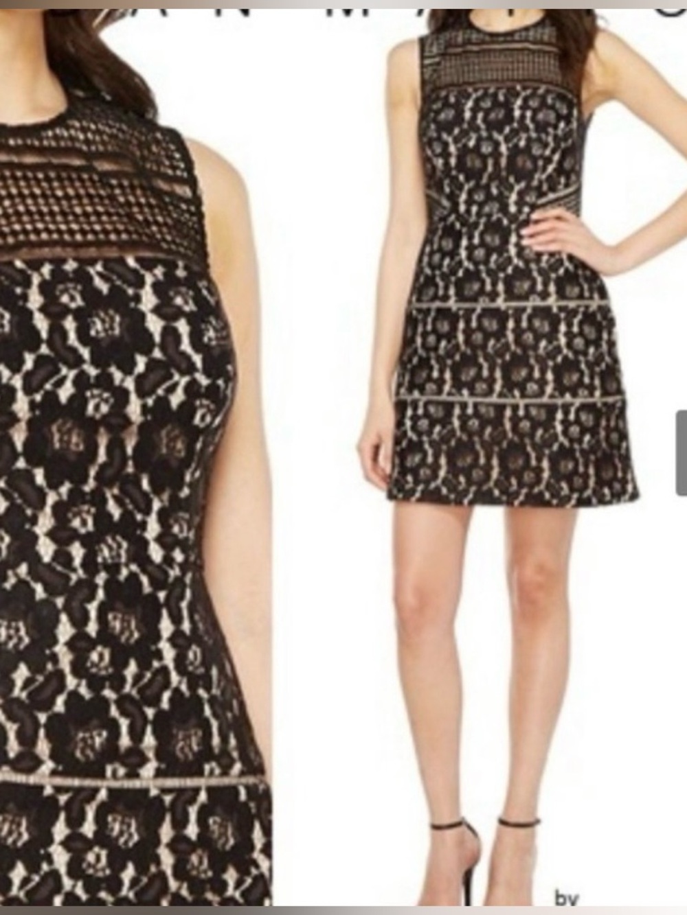 AIDAN MATTOX BLACK LACE FIT & FLARE SLEEVELESS MINI DRESS 0 NWT